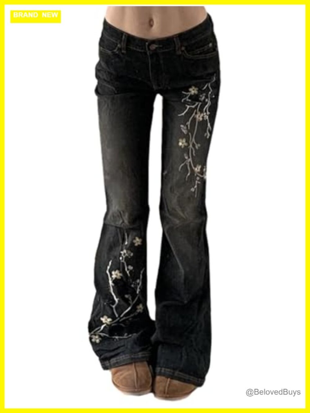 Bell Bottom Gothic Flare Jeans Y2K Low Rise Embroidery Denim Pants